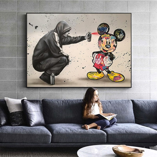 CloudShop Art Painting Canvas Print  40x60cm  spraying-mickey Canvas Frame Wrap - Ready to Hang