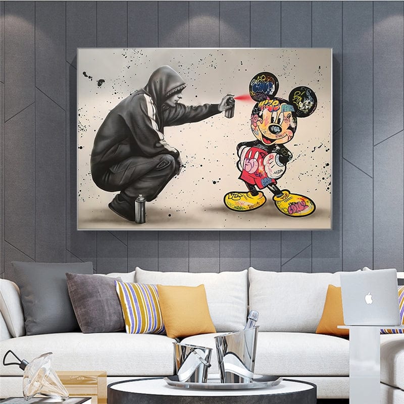 CloudShop Art Painting Canvas Print  70x100cm  spraying-mickey Canvas Frame Wrap - Ready to Hang