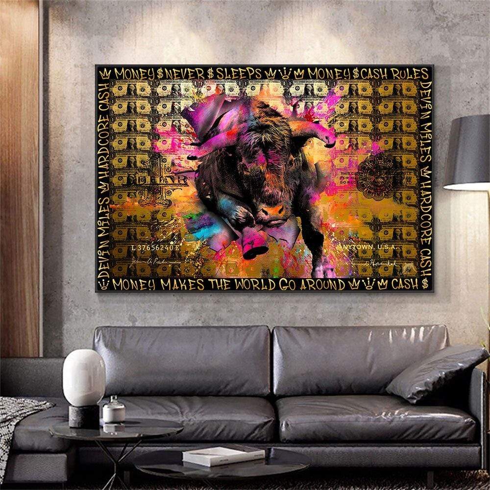 CloudShop Art Painting Canvas Print  50x75cm  the-bull-money Canvas Frame Wrap - Ready to Hang