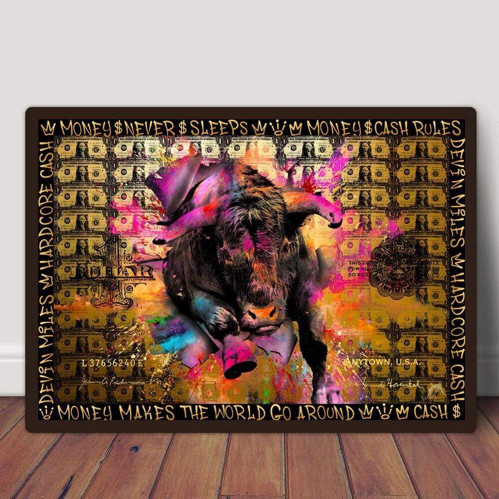 CloudShop Art Painting Canvas Print  70x100cm  the-bull-money Canvas Frame Wrap - Ready to Hang