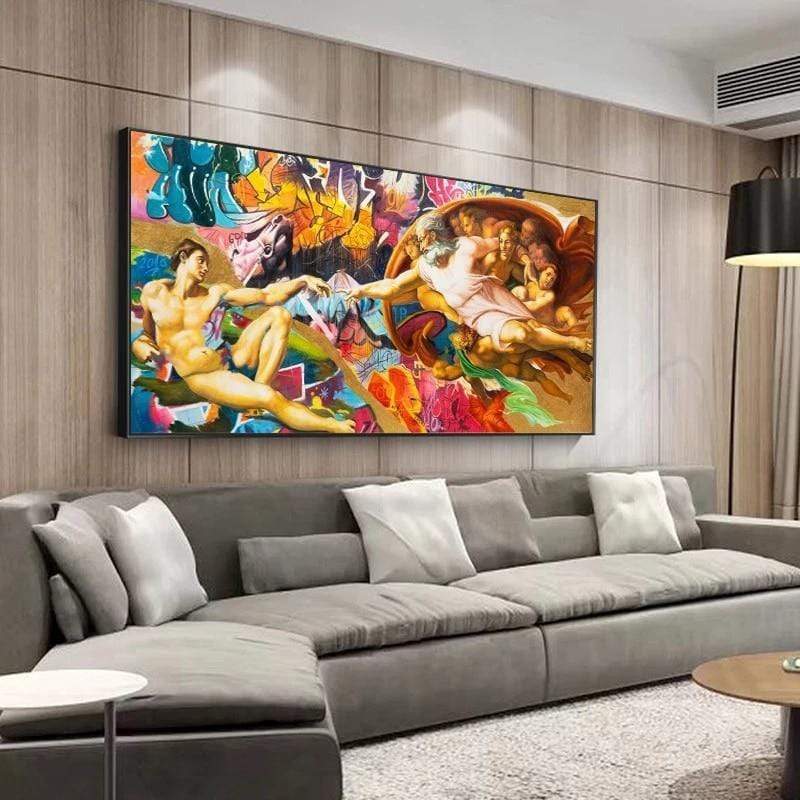 CloudShop Art Painting Canvas Print  120x240cm  creation-of-adam Canvas Frame Wrap - Ready to Hang