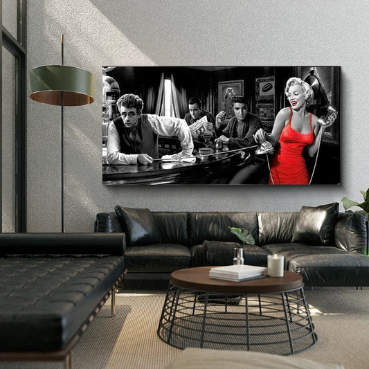CloudShop Art Painting Canvas Print  40x80cm  the-crew-with-marilyn Canvas Frame Wrap - Ready to Hang