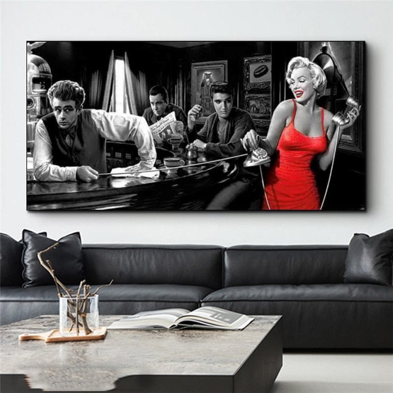 CloudShop Art Painting Canvas Print  50x100cm  the-crew-with-marilyn Canvas Frame Wrap - Ready to Hang