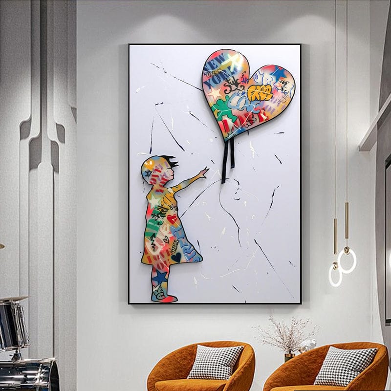CloudShop Art Painting Canvas Print  120x170cm  the-girl-with-the-heart Canvas Frame Wrap - Ready to Hang