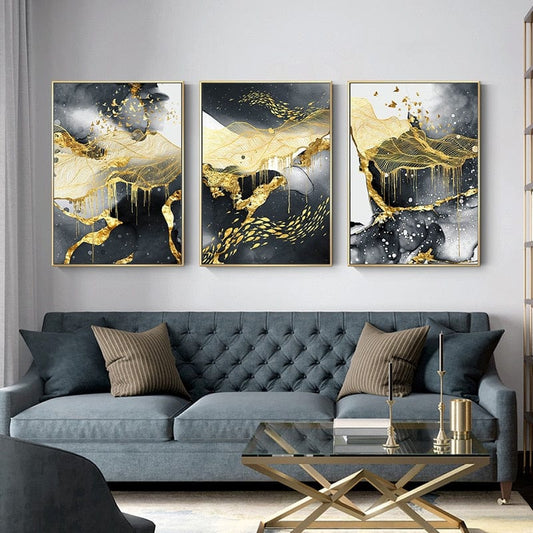 CloudShop Art Painting Canvas Print the-golden-marbles 50x70cm Gold Marble 1 Canvas Frame Wrap - Ready to Hang