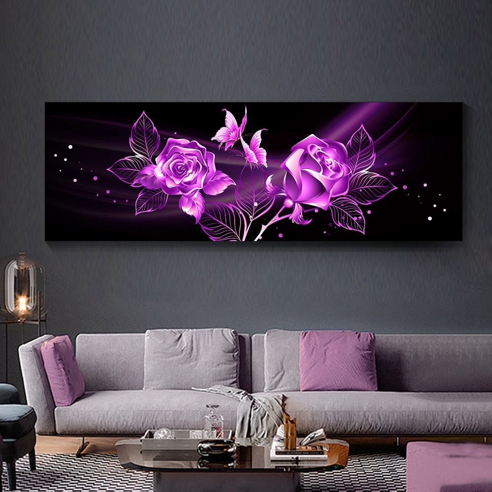 CloudShop Art Painting Canvas Print the-magical-roses 30x90cm Red Canvas Frame Wrap - Ready to Hang