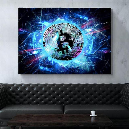 CloudShop Art Painting Canvas Print  40x60cm  the-neon-bitcoin Canvas Frame Wrap - Ready to Hang