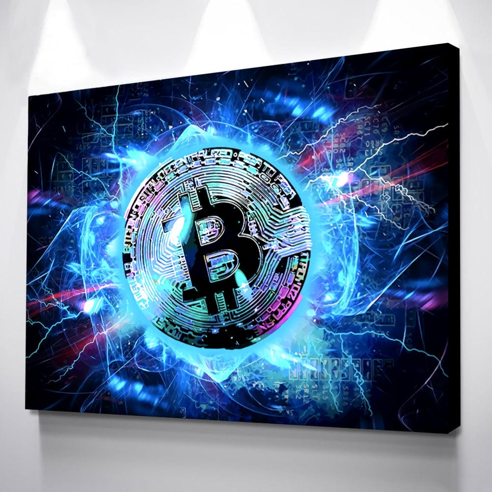 CloudShop Art Painting Canvas Print  120x170cm  the-neon-bitcoin Canvas Frame Wrap - Ready to Hang