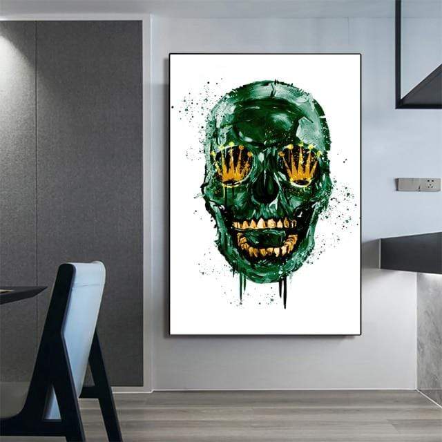 CloudShop Art Painting Canvas Print  50x70cm Green the-rolex-skull Canvas Frame Wrap - Ready to Hang