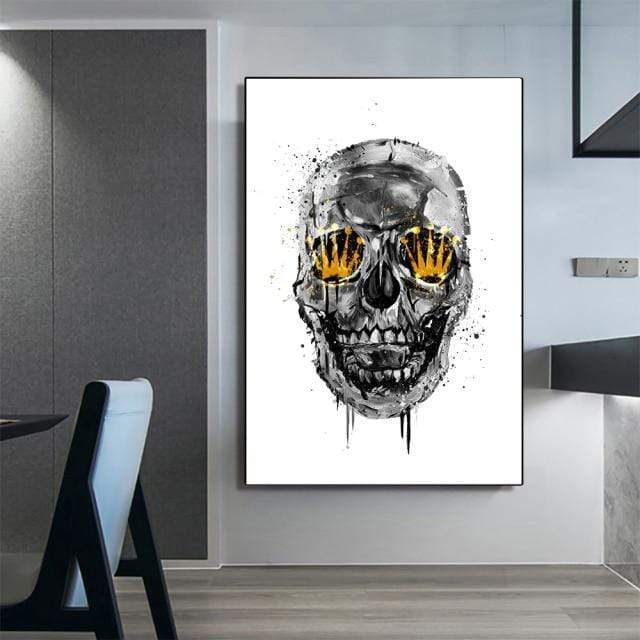 CloudShop Art Painting Canvas Print  100x150cm Grey the-rolex-skull Canvas Frame Wrap - Ready to Hang
