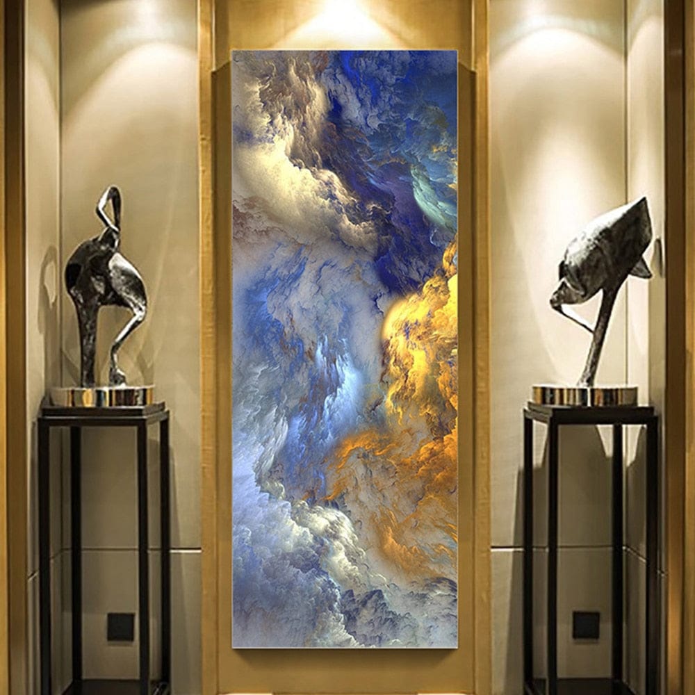 CloudShop Art Painting Canvas Print unreal-blue-landscape 30x90cm Canvas Frame Wrap - Ready to Hang 