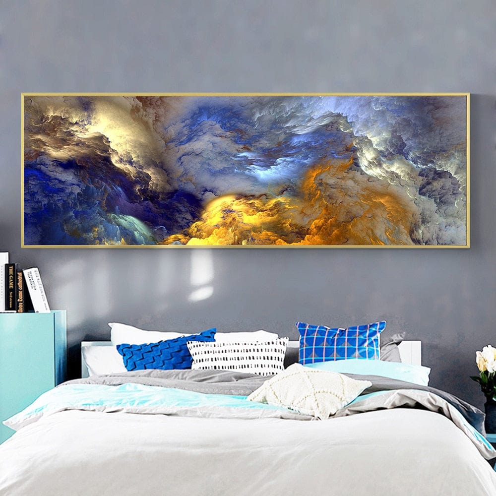 CloudShop Art Painting Canvas Print unreal-blue-landscape 40x120cm Canvas Frame Wrap - Ready to Hang 