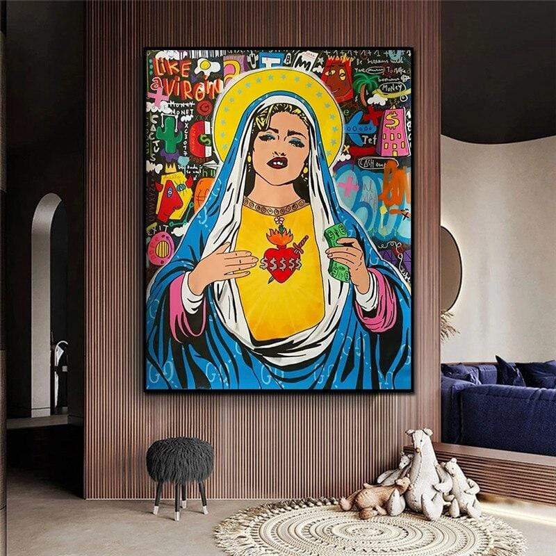 CloudShop Art Painting Canvas Print  60x80cm  virgin-mary-queen Canvas Frame Wrap - Ready to Hang