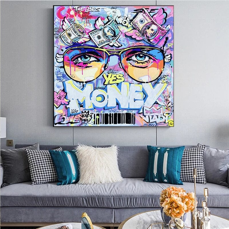 CloudShop Art Painting Canvas Print  70x70cm  yes-to-money Canvas Frame Wrap - Ready to Hang