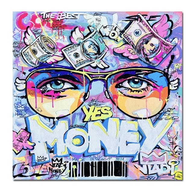 CloudShop Art Painting Canvas Print  100x100cm  yes-to-money Canvas Frame Wrap - Ready to Hang