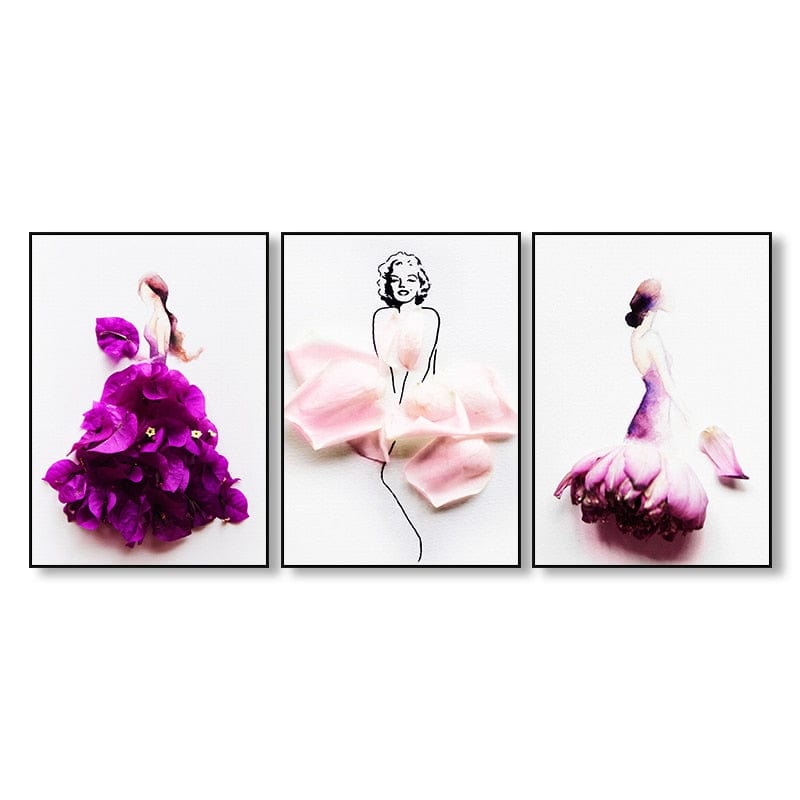 CloudShop Art Painting Canvas Print  30x40cm Lady Violet flower-skirts Canvas Frame Wrap - Ready to Hang