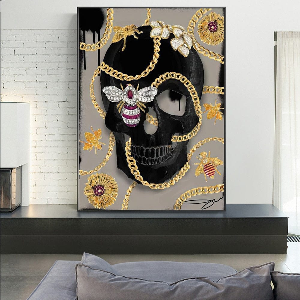 CloudShop Art Painting Canvas Print gold-bee-chain 30x40cm Canvas Print - With Wrap Frame 