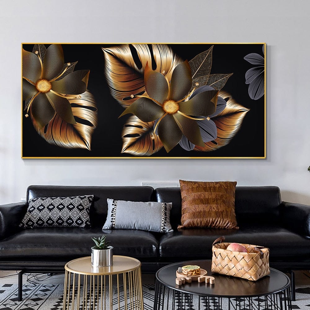 CloudShop Art Painting Canvas Print gold-wonder-flowers 30x60cm Canvas Print - With Wrap Frame 