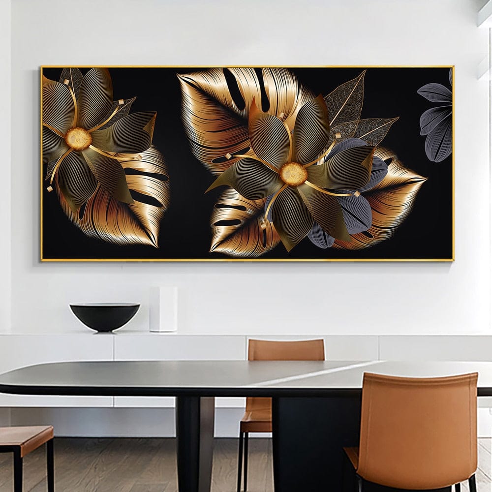 CloudShop Art Painting Canvas Print gold-wonder-flowers 40x80cm Canvas Print - With Wrap Frame 