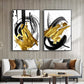CloudShop Art Painting Canvas Print golden-abstract-caligraphy 40x60cm Abstract Calligraphy 1 Canvas Print - With Wrap Frame