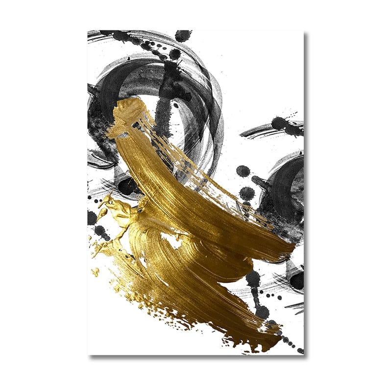CloudShop Art Painting Canvas Print golden-abstract-caligraphy 60x90cm Abstract Calligraphy 1 Canvas Print - With Wrap Frame