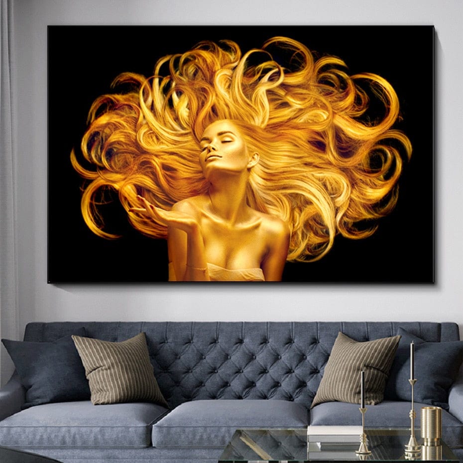 CloudShop Art Painting Canvas Print golden-hair-beauty 30x40cm Canvas Print - With Wrap Frame 