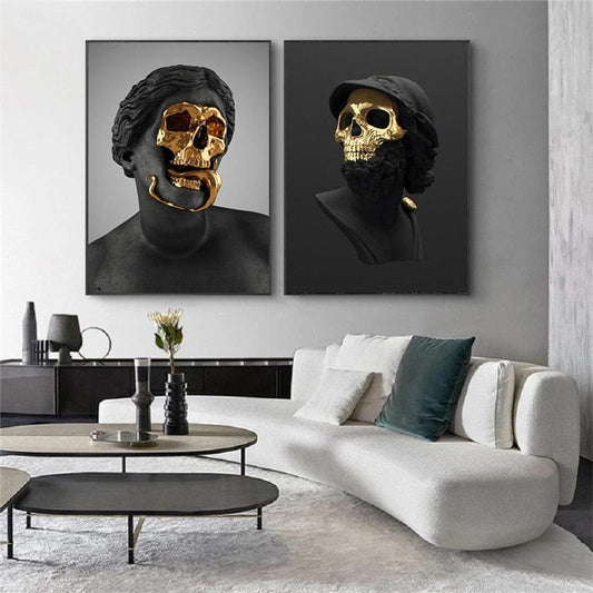 Golden Skull Sculptures