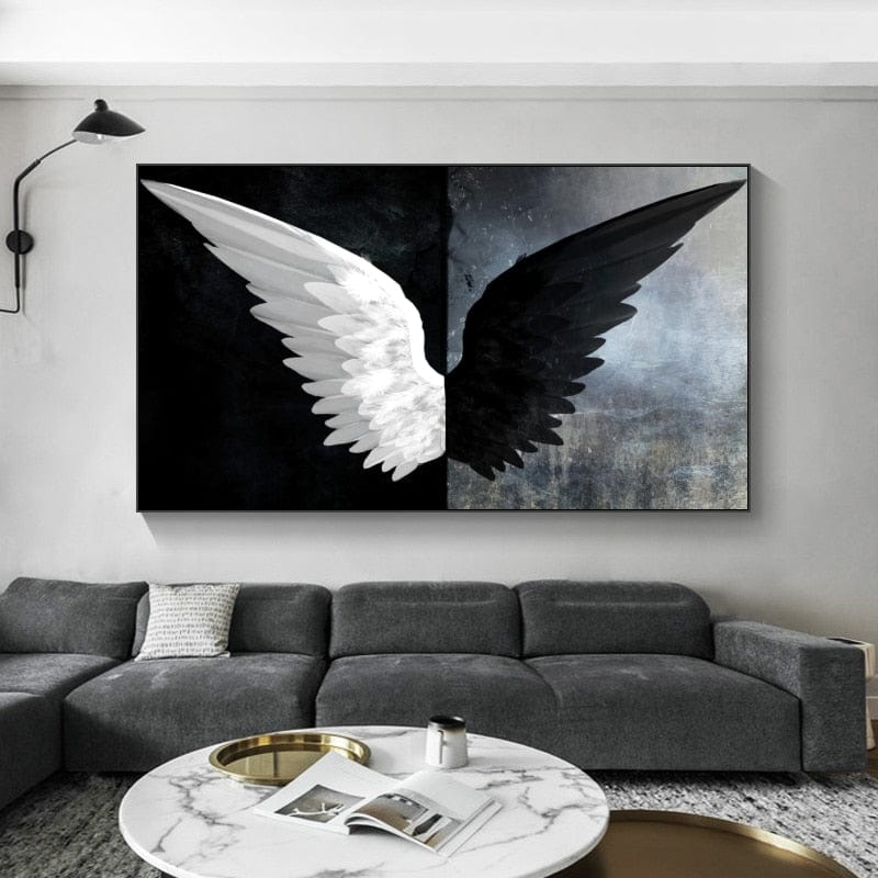 CloudShop Art Painting Canvas Print good-evil-wings 30x60cm Canvas Frame Wrap - Ready to Hang 
