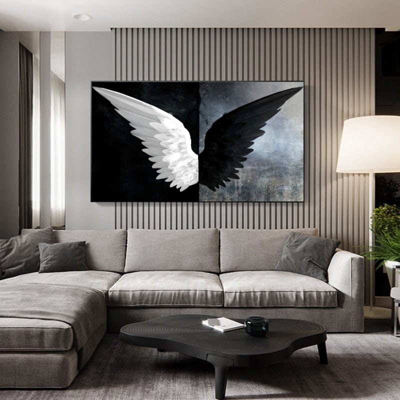 CloudShop Art Painting Canvas Print good-evil-wings 50x100cm Canvas Frame Wrap - Ready to Hang 