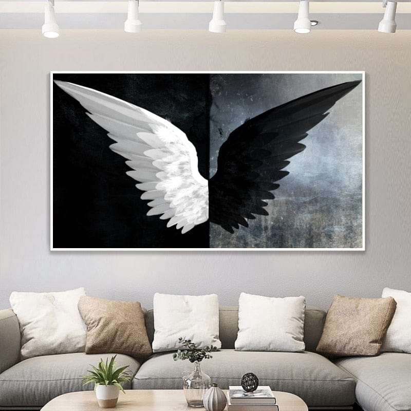 CloudShop Art Painting Canvas Print good-evil-wings 60x120cm Canvas Frame Wrap - Ready to Hang 