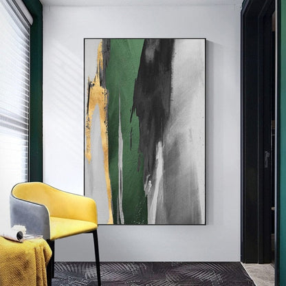 CloudShop Art Painting Canvas Print green-strips-abstract 40x60cm | 16x24 inches Canvas Print - With Wrap Frame 
