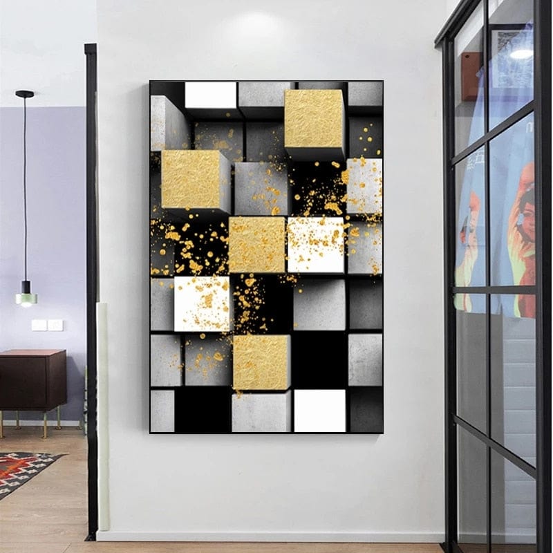 CloudShop Art Painting Canvas Print industrial-cubes-abstract 30x40cm | 12x16 inches Canvas Print - With Wrap Frame 