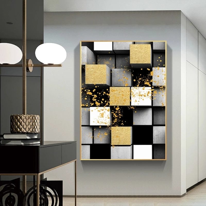 CloudShop Art Painting Canvas Print industrial-cubes-abstract 50x70cm | 20x28 inches Canvas Print - With Wrap Frame 