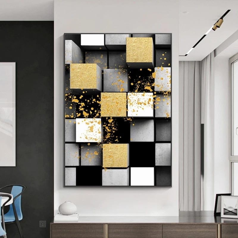 CloudShop Art Painting Canvas Print industrial-cubes-abstract 40x60cm | 16x24 inches Canvas Print - With Wrap Frame 