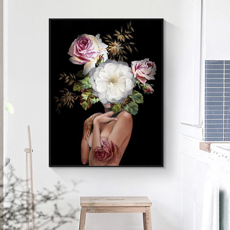 CloudShop Art Painting Canvas Print lady-bouquet 30x40cm Canvas Frame Wrap - Ready to Hang 