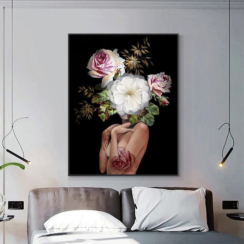 CloudShop Art Painting Canvas Print lady-bouquet 40x60cm Canvas Frame Wrap - Ready to Hang 