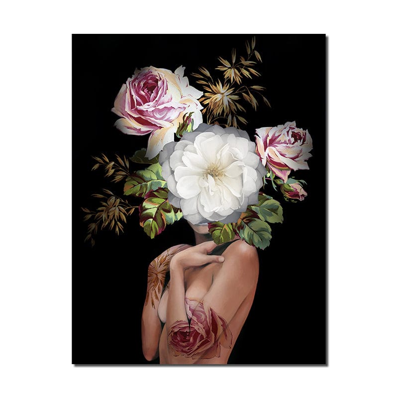 CloudShop Art Painting Canvas Print lady-bouquet 120x170cm Canvas Frame Wrap - Ready to Hang 