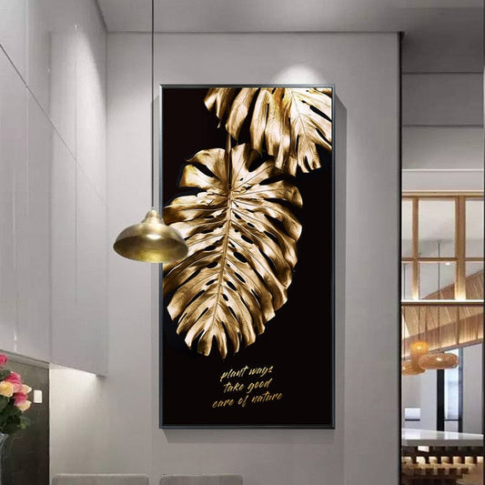 CloudShop Art Painting Canvas Print leafs-of-gold 30x60cm Leaves of Gold 1 Canvas Print - With Wrap Frame