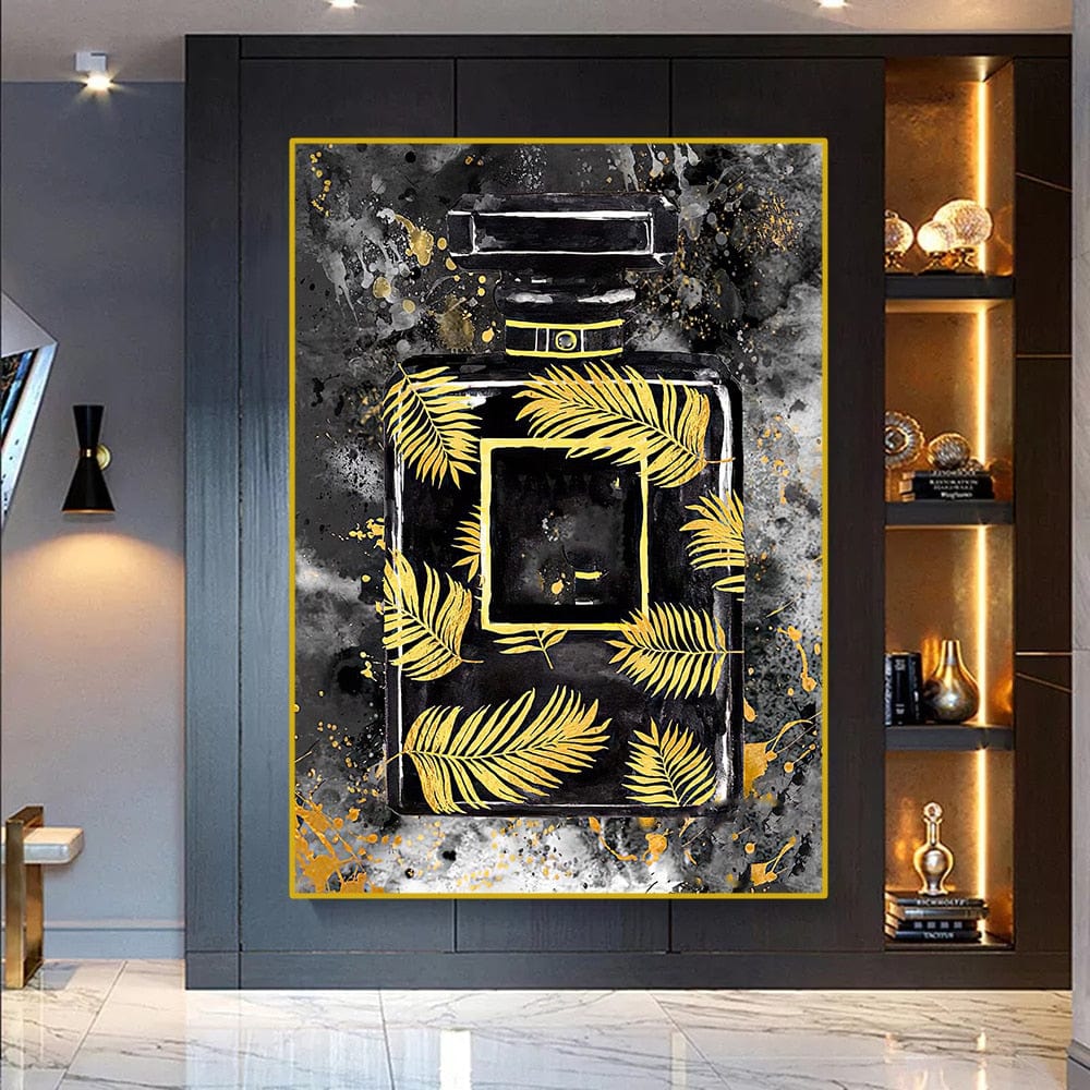 CloudShop Art Painting Canvas Print luxury-perfume-bottles 30x40cm Gold Leaves Canvas Print - With Wrap Frame