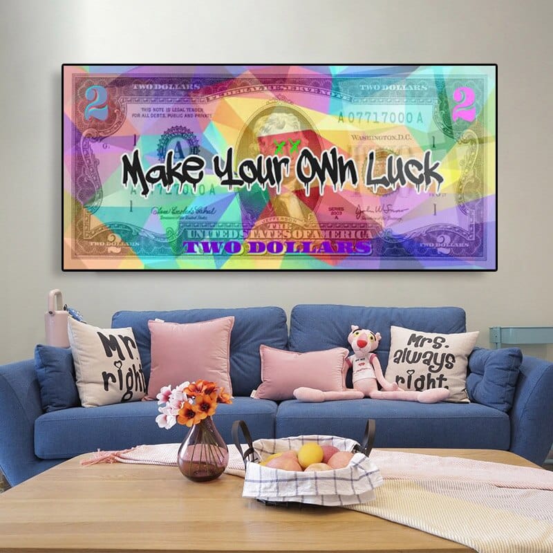 CloudShop Art Painting Canvas Print  30x60cm  make-your-own-luck-2 Canvas Frame Wrap - Ready to Hang
