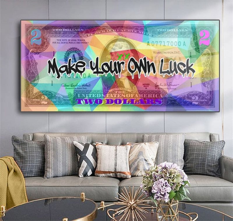 CloudShop Art Painting Canvas Print  40x80cm  make-your-own-luck-2 Canvas Frame Wrap - Ready to Hang