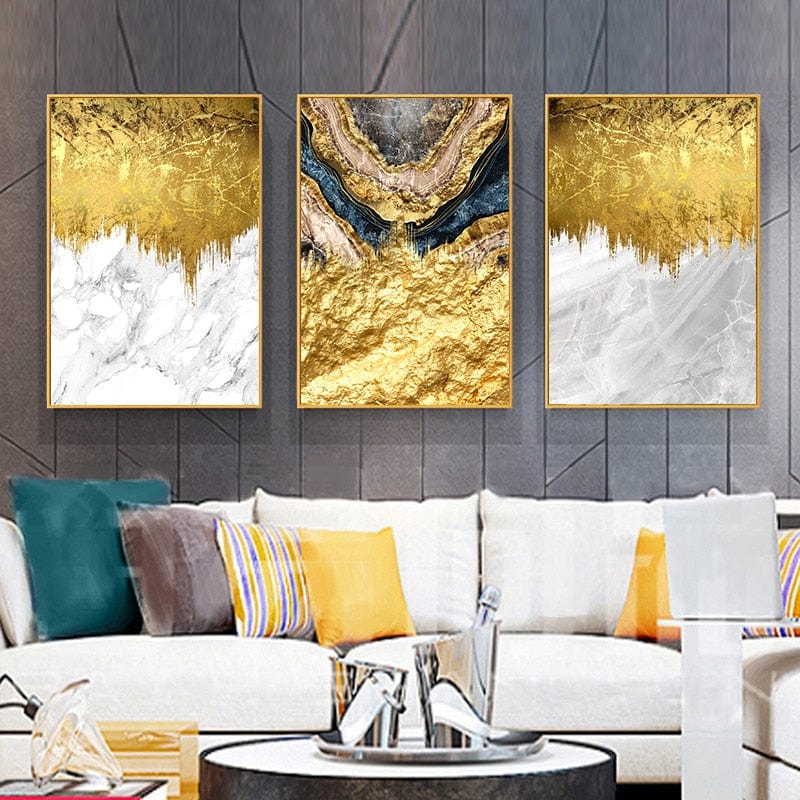 CloudShop Art Painting Canvas Print marble-gold-drips 30x40cm Marble Gold Drip 1 Canvas Frame Wrap - Ready to Hang