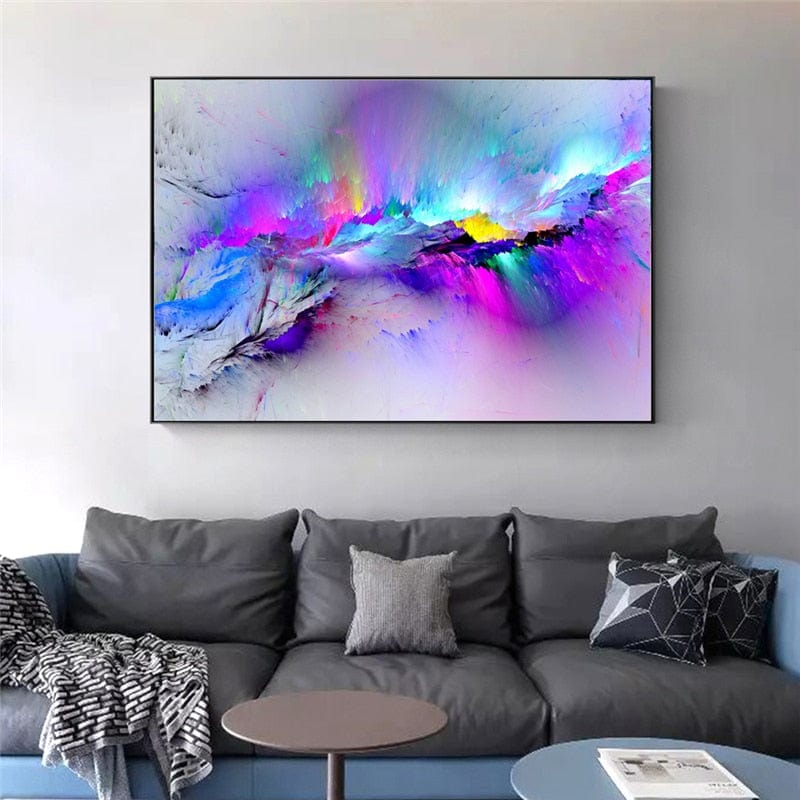 CloudShop Art Painting Canvas Print purple-shades-aurora 60x90cm Canvas Frame Wrap - Ready to Hang 