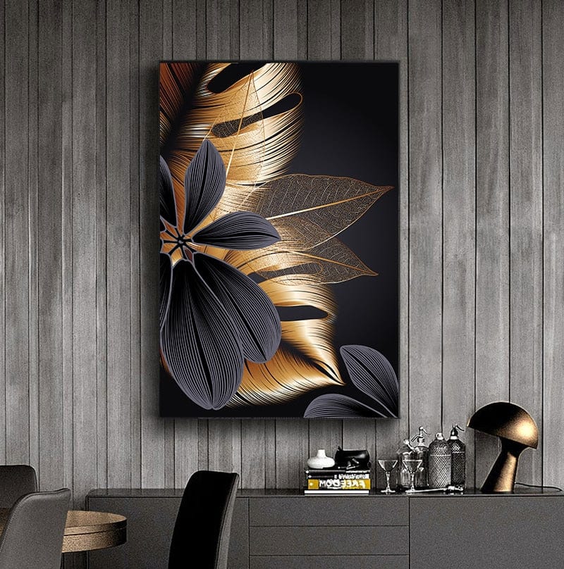 CloudShop Art Painting Canvas Print serene-gold-leaf 30x40cm Canvas Frame Wrap - Ready to Hang 