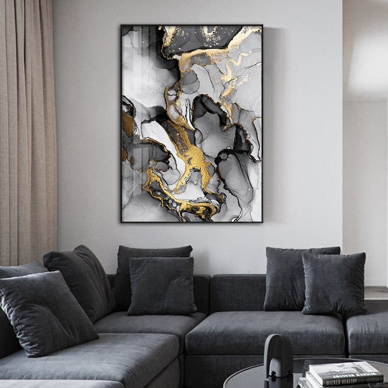 CloudShop Art Painting Canvas Print state-of-gold-abstracts 120x170cm State of Gold 1 Canvas Frame Wrap - Ready to Hang