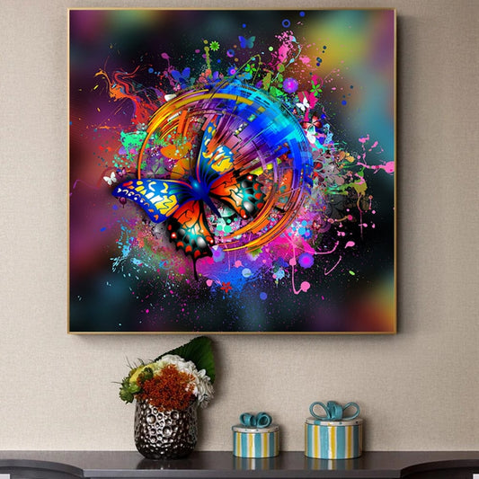 CloudShop Art Painting Canvas Print the-colorful-butterfly 30x30cm Canvas Frame Wrap - Ready to Hang 