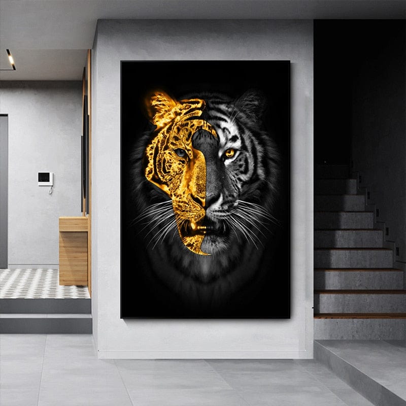 CloudShop Art Painting Canvas Print the-golden-divine-tiger 30x40cm Canvas Print - With Wrap Frame 