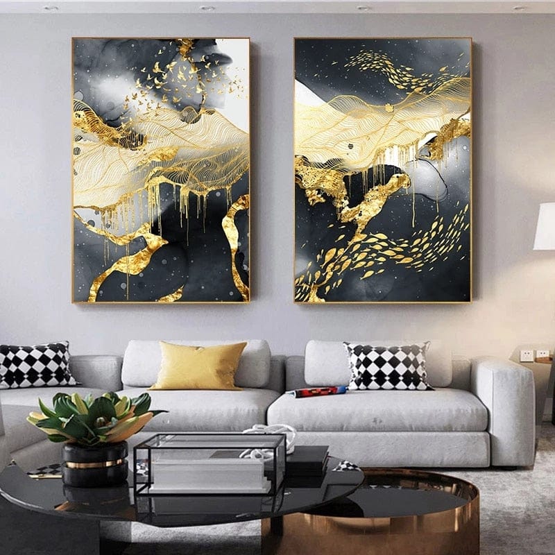CloudShop Art Painting Canvas Print the-golden-marbles 30x40cm Gold Marble 2 Canvas Frame Wrap - Ready to Hang
