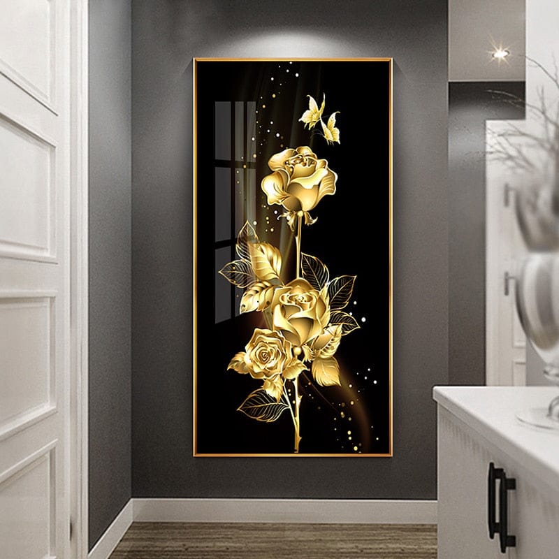 CloudShop Art Painting Canvas Print the-golden-rose 30x60cm Canvas Frame Wrap - Ready to Hang 
