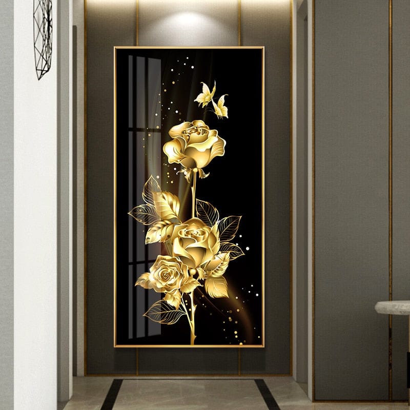 CloudShop Art Painting Canvas Print the-golden-rose 120x240cm Canvas Frame Wrap - Ready to Hang 